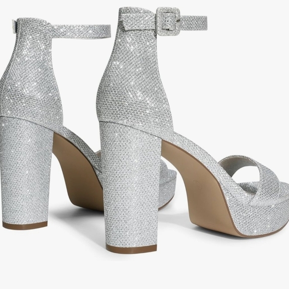 Dream Pairs Silver Block Heel Sandals #651 - Picture 9 of 11